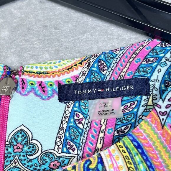 Tommy Hilfiger A Line Dress Size 4 Colorful Paisley Bell Sleeve Boho Dress - Picture 10 of 11